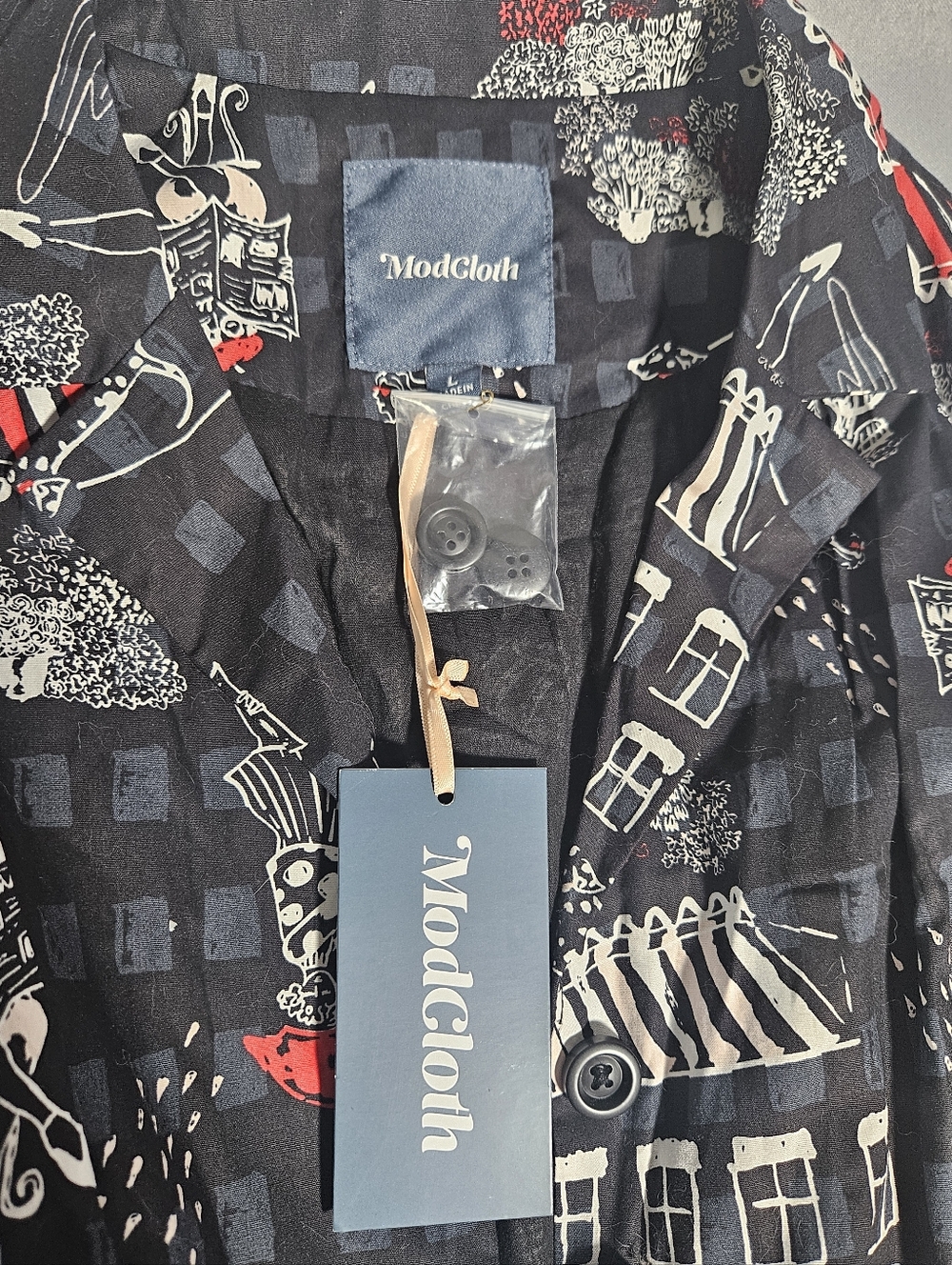 Modcloth Black Pinup Sleeveless Community Brunch Cotton Rockabilly Midi Sz L NWT - Picture 3 of 7